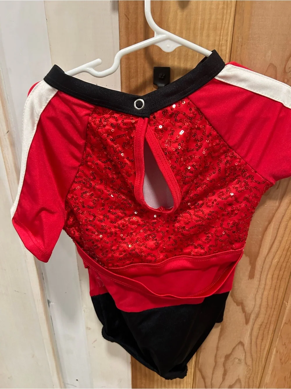 Weissman Girls Black Track Joggers with Red Sequin Leotard